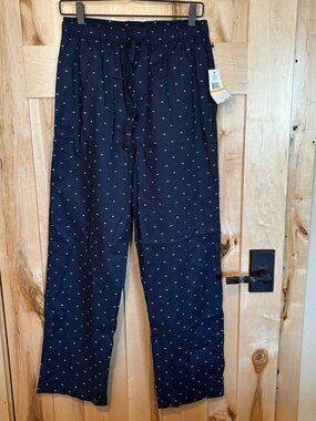 New NWT Tommy Hilfiger Sleep Bottoms S $42 Blue Logo 100% Cotton